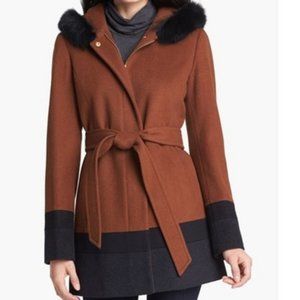 FINAL PRICE Ellen Tracy Coat, Genuine Fox Fur Trim